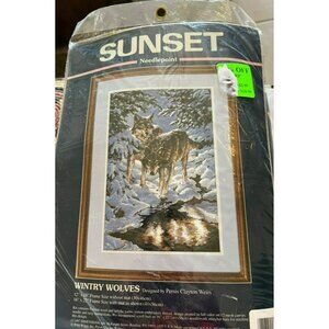 Sunset Needlepoint WINTRY WOLVES, Sealed, MPN 12126, Persis Clayton Weirs 12 x 1